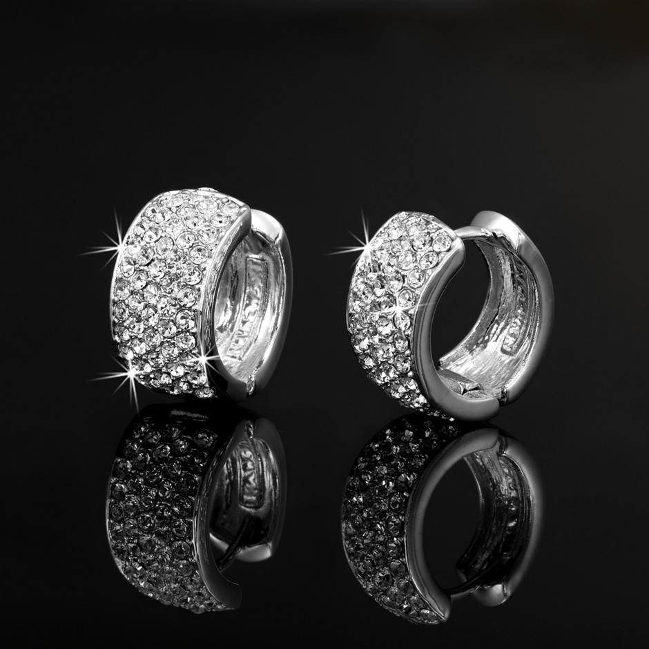 Huggie Earrings Featuring 106 Crystals by Swarovski® - glue showing