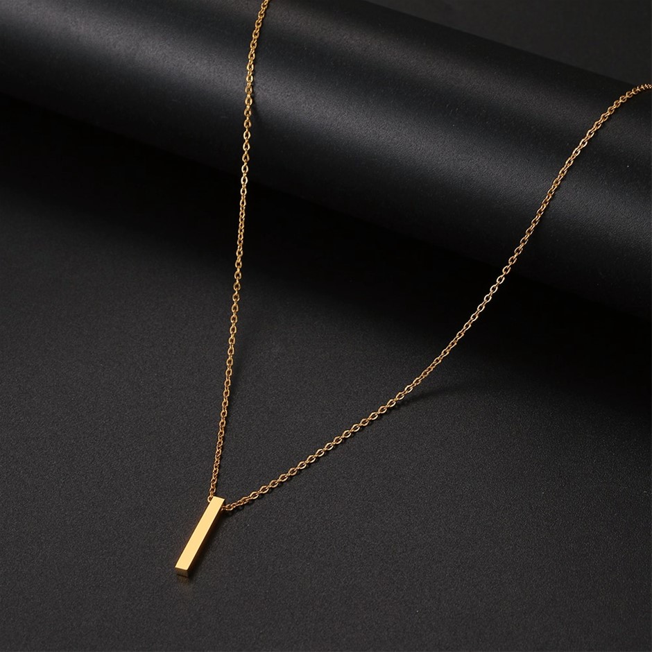 Stainless Steel Drop Pendant Necklace in Gold