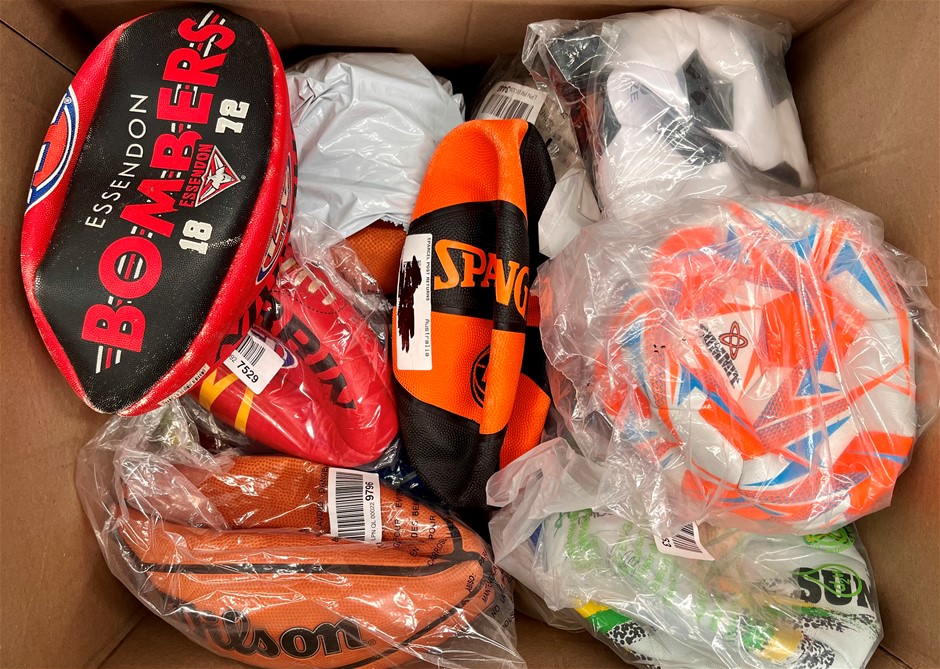 Assorted Sport Balls Including Basketballs, Footballs, Soccer Balls & More.