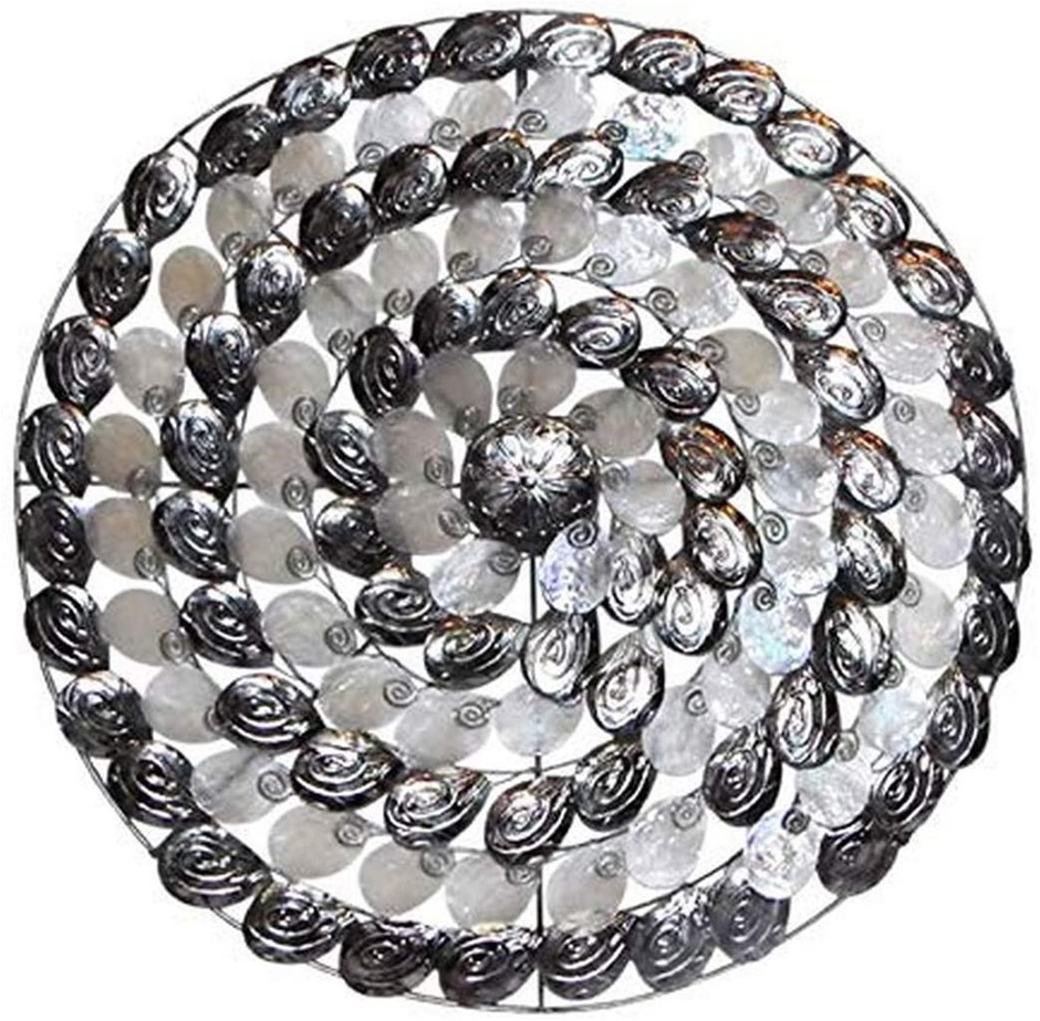 DARLIN Capiz Shell Circle Wall Art - White Elegance, 64cm L x 64cm width x