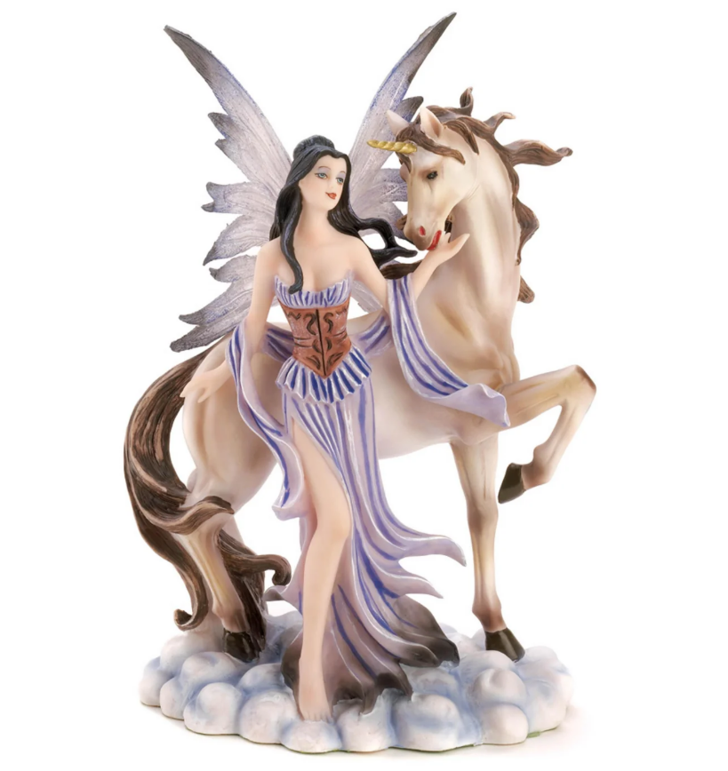 2 X Standing Fairy and Unicorn Figurine