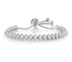 925 Sterling Silver Marquise Cut Tennis Bracelet Simulated Diamonds
