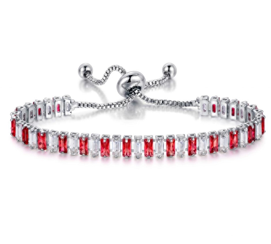 925 Sterling Silver Tennis Bracelet Emerald Cut Simulated Diamonds