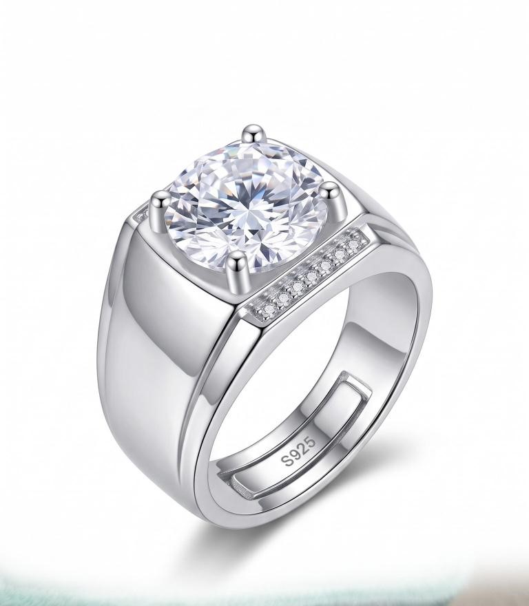 925 Sterling Silver 5.0ct Rounde White Ring Simulated Diamonds