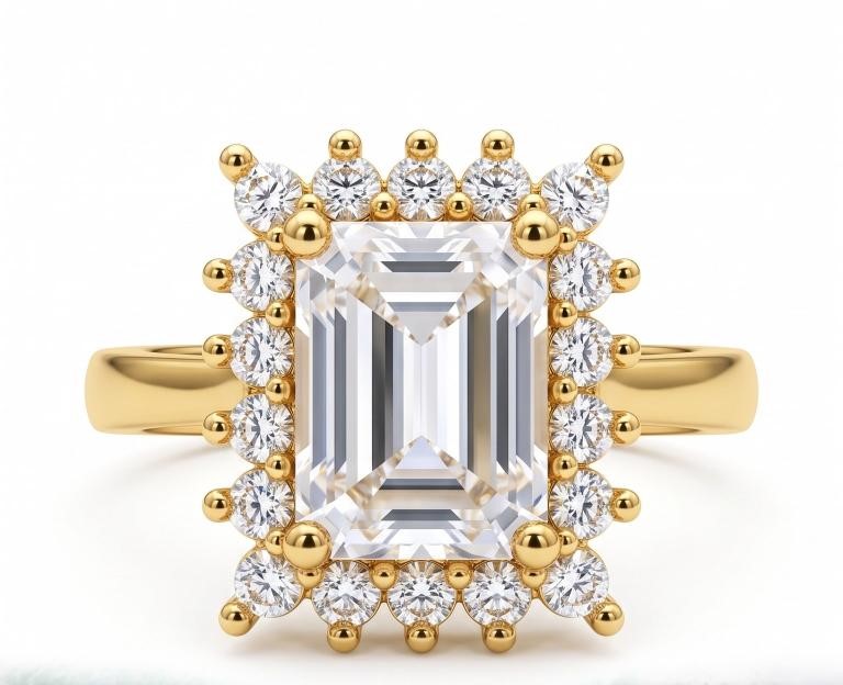 925 Sterling Silver 4.0ct Emerald Cut White Ring Simulated Diamonds