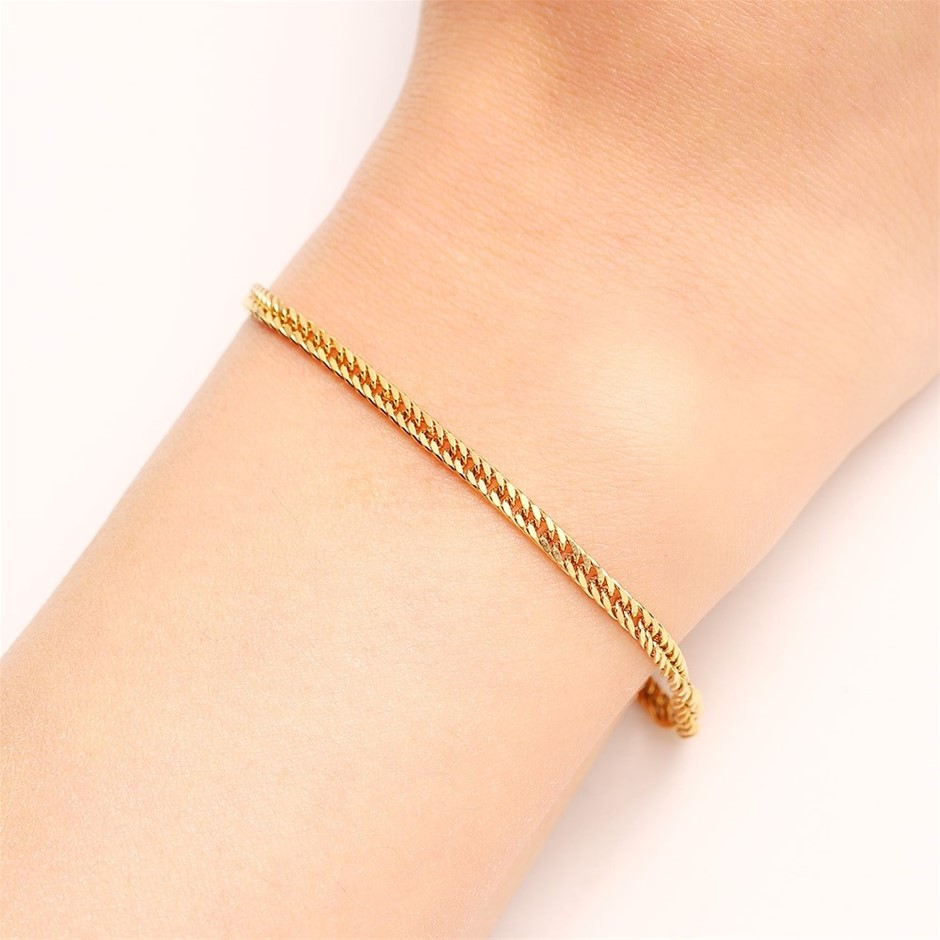 Classic Stainless Steel 3mm Curb Chain Bracelet - 7 Inches (Yellow)