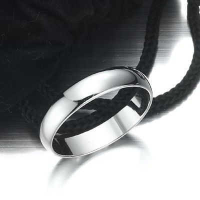 Rhodium Plated Men's Band Ring (5mm) - US Size 12