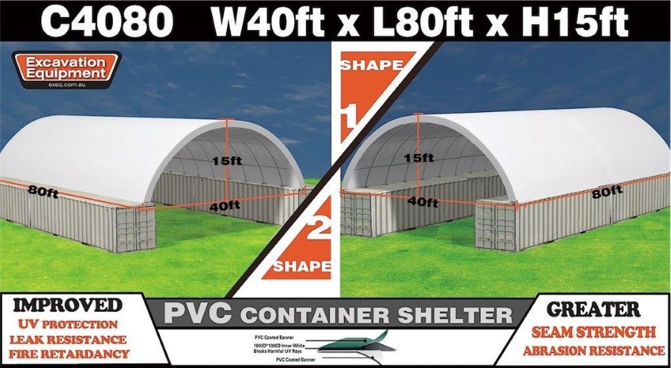<p>Heavy duty 40ft x 80ft Container Shelter(Unused)</p>