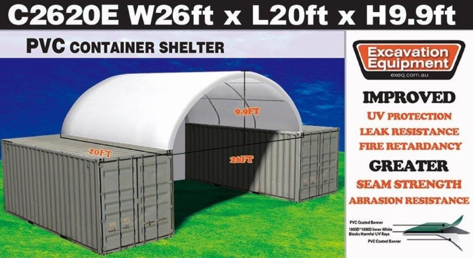 <p>Heavy duty 20ft Container Shelter with End Wall (Unused),</p>