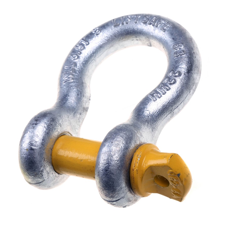 4 x Bow Shackle, WLL 6.5T, Screw Pin Type, Grade S, Yellow Pin.