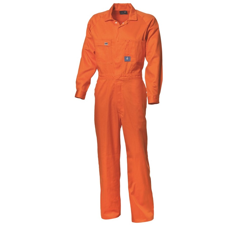 6 x WS WORKWEAR Mens Cotton Drill Overall, Size 79L, Orange. UPF50+, Hi-Vis