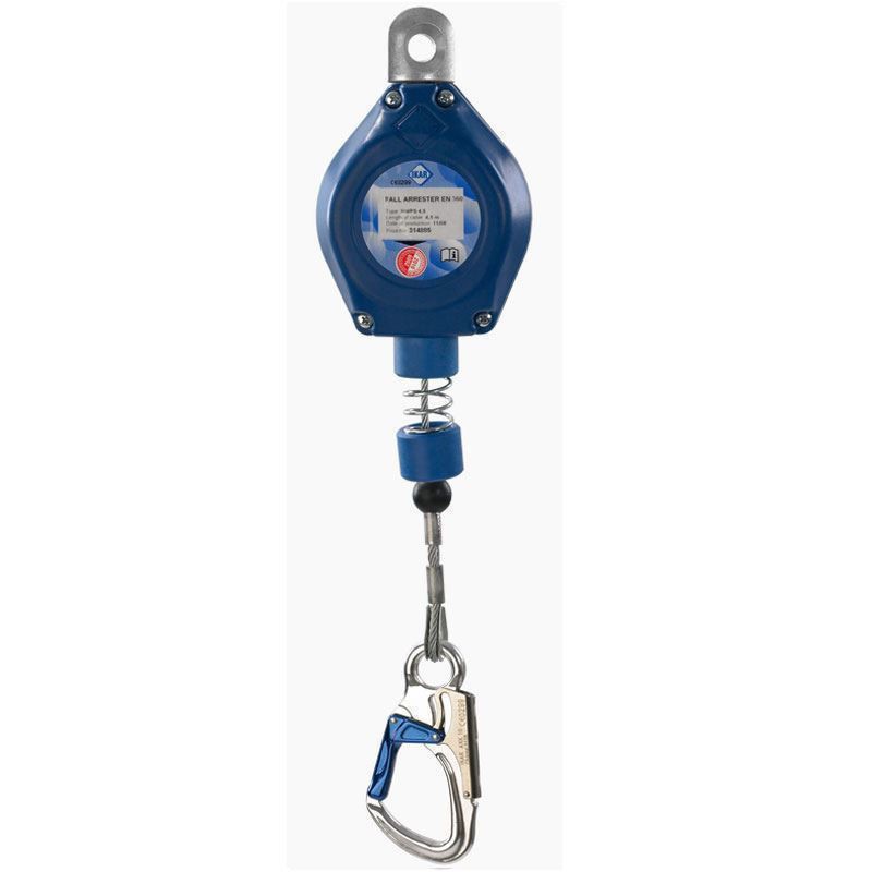 IKAR Inertia Reel Block 15M Webbing Line with Alloy Safety Hook, PVC Casing