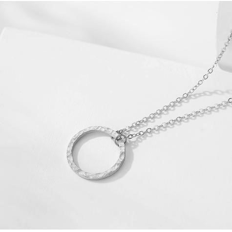 Designer Minimalist Round Eternity Necklace in Silver