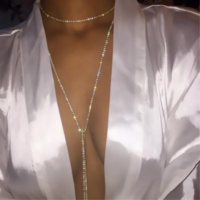Designer Simulated Diamond Wrap Around Necklace in Gold