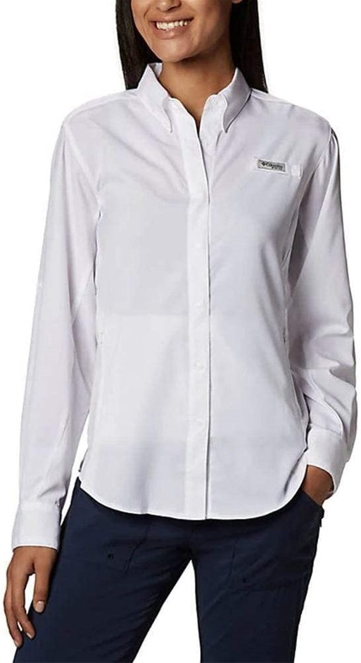 COLUMBIA Women's Tamiami II Long Sleeve Shirt, Size M, Polyester, White, 12