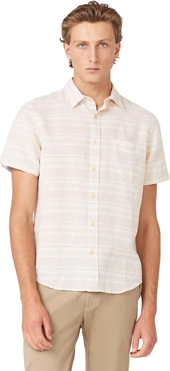 BEN SHERMAN Men's Exploded Flower Print Shirt, Size L, Natural, BSWLSW80. R