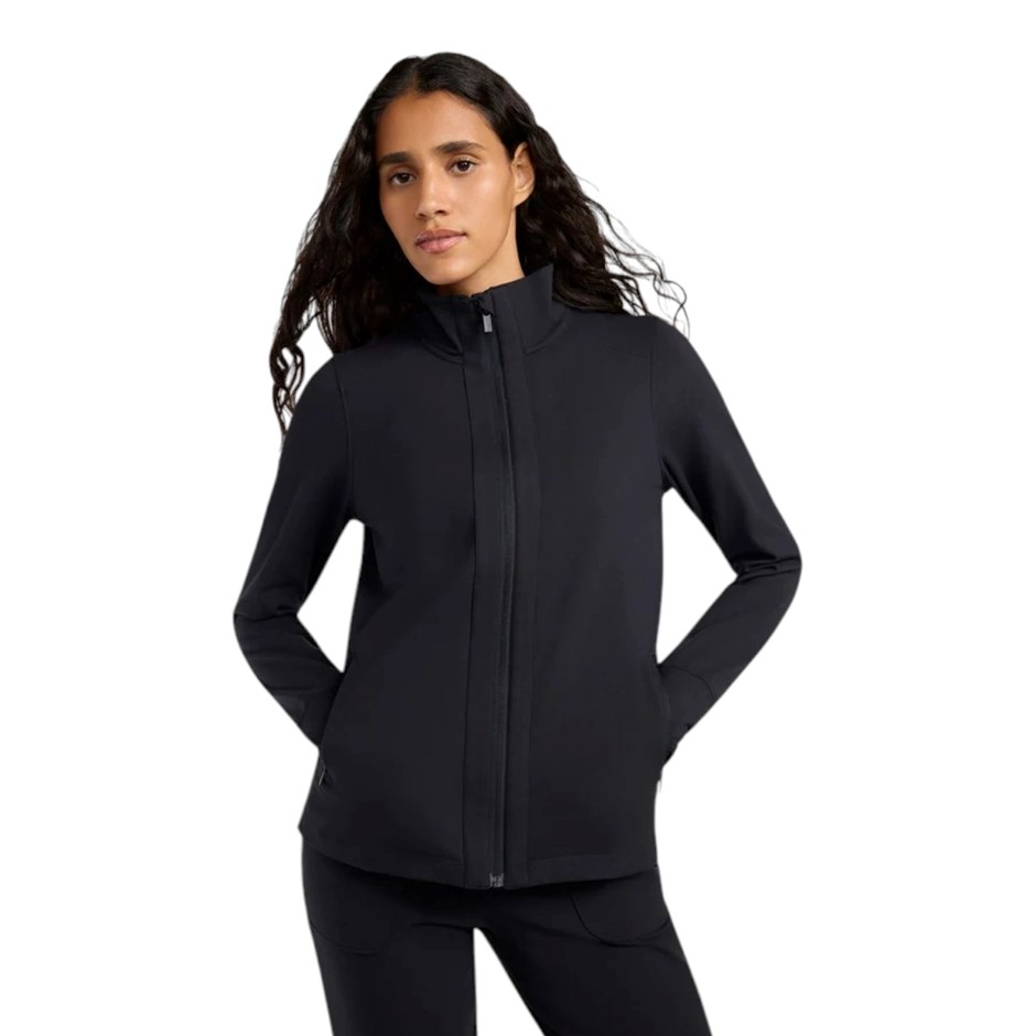 MONDETTA Women's Soft Luxe Yoga Jacket, Size L, Black. Buyers Note - Disco
