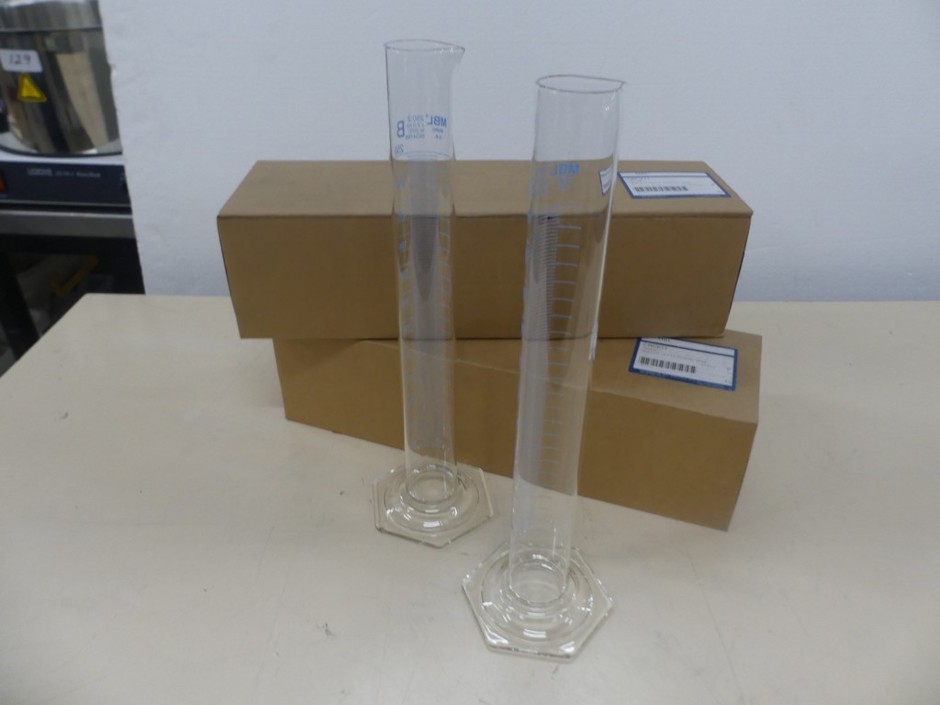 <p>Measuring Cylinders 4 x 250ml Capacity Spouted with Graduations on Hex B