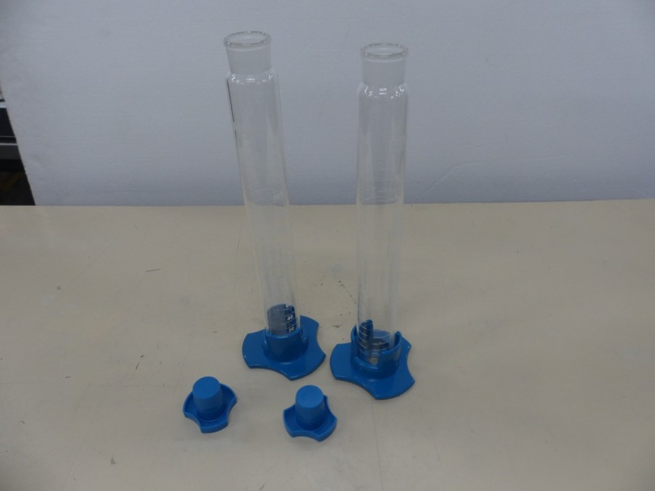 Measuring Cylinders 2 x 250ml Capacity Stoppered, Graduations on Hex Bas