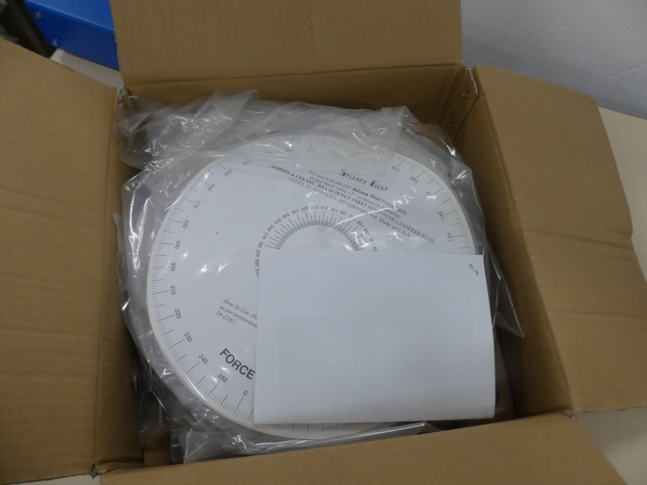 <p>Force Table 40cm Diameter complete with 4 Pulleys and 4 Sets of Weights<