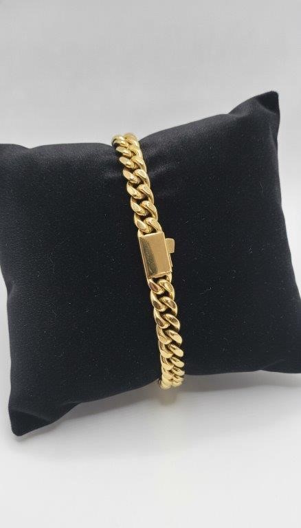 18k Italy Stamped Triple Yellow Gold Plated Bracelet-Quality Guarantee-20cm