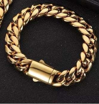 18k Italy Stamped Triple Yellow Gold Bracelet-Quality Guarantee-22cm-12mm