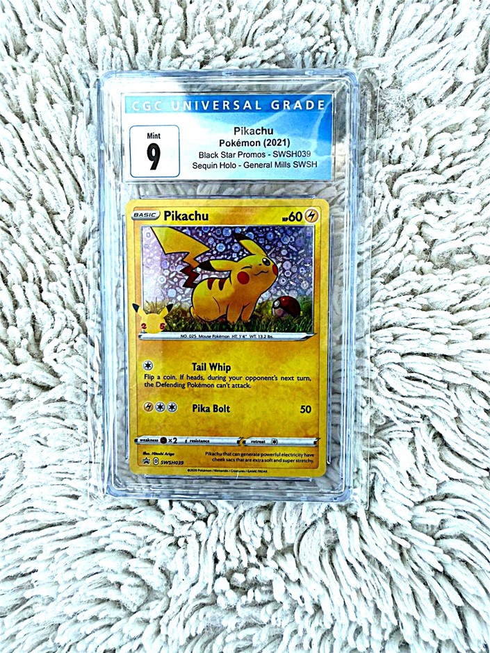 CGC 9 Mint Pikachu General Mills holo promo Pokémon collectible card