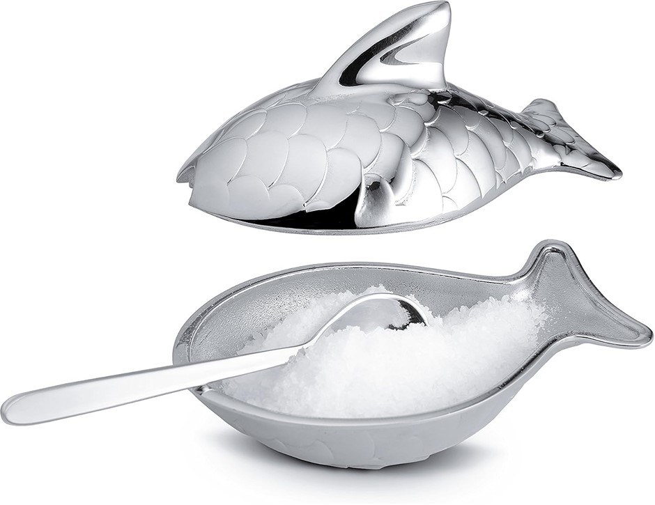 Alessi Colombina Fish Salt Container, Steel