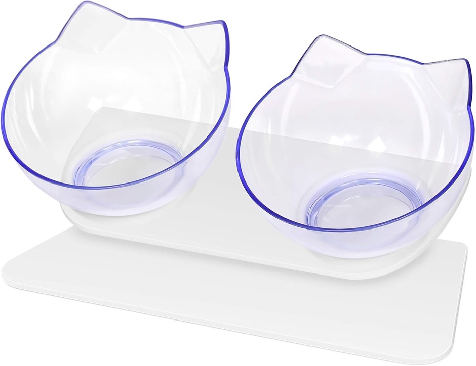 UPSKY Cat Bowls Elevated Cat Food Water Bowls Set, 15° Tilted Raised Cat Bo