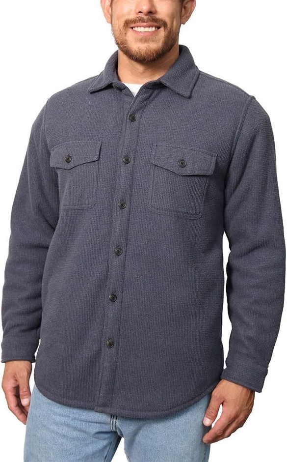 FREEDOM FOUNDRY Men's Fleece Shirt Jacket, Size XL, Navy.