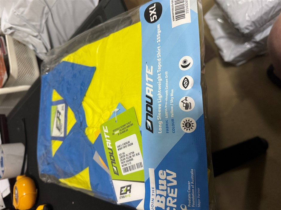 5 ENDURITE LONG SLEEVE WORK SHIRTS YELLOW/SKY 5XL