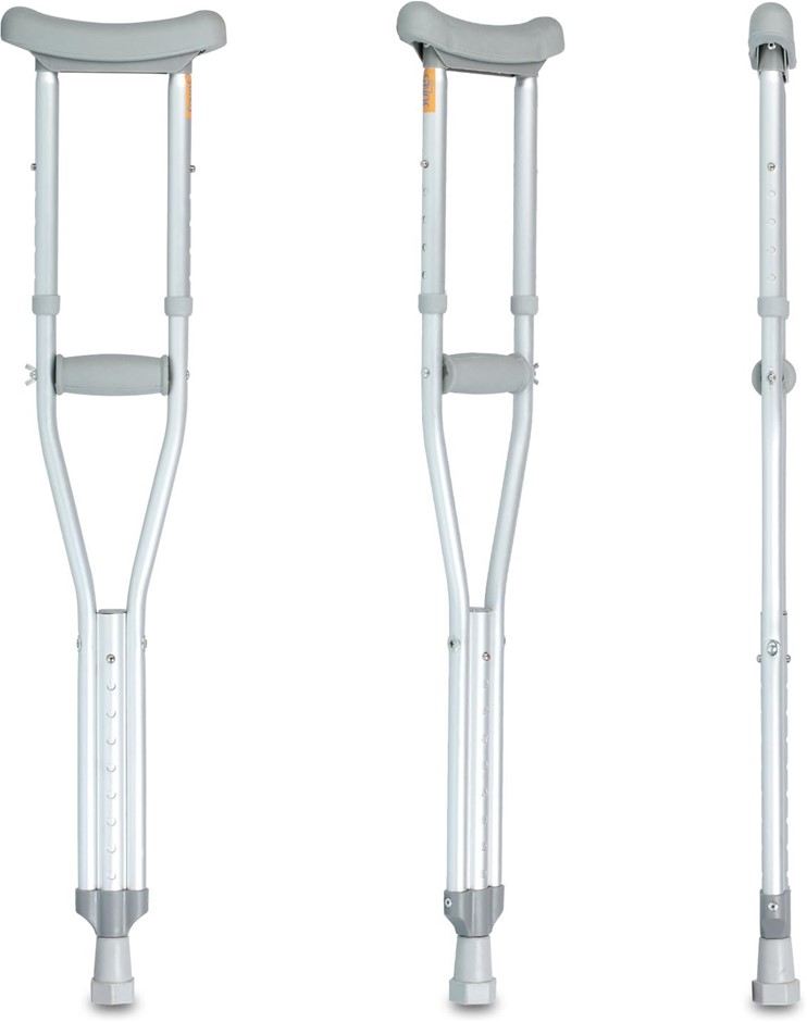 6 x PAIR OF SOLES Walking Crutches (Aluminum), Size Medium (113cm Extended