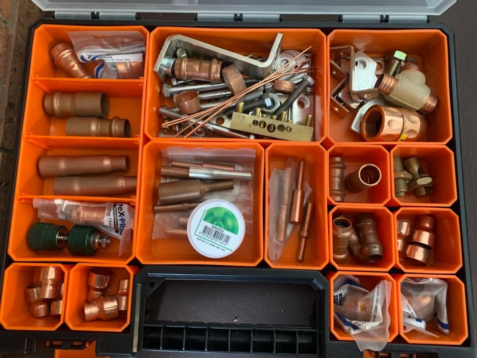 Medium Carry Case with Assorted copper Plumbing Fittings (Unused)