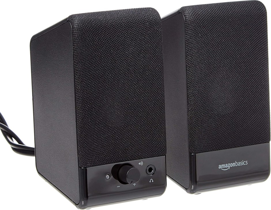 Amazon Basics USB-Powered Computer Speakers for Desktop or Laptop PC with V