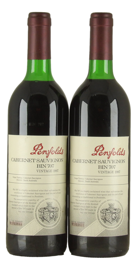 Penfolds `Bin 707` Cabernet Sauvignon 1997 (2 x 750mL) SA.