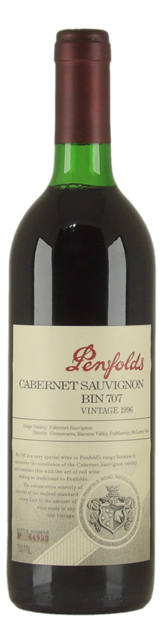 Penfolds `Bin 707` Cabernet Sauvignon 1996 (1 x 750mL) SA.