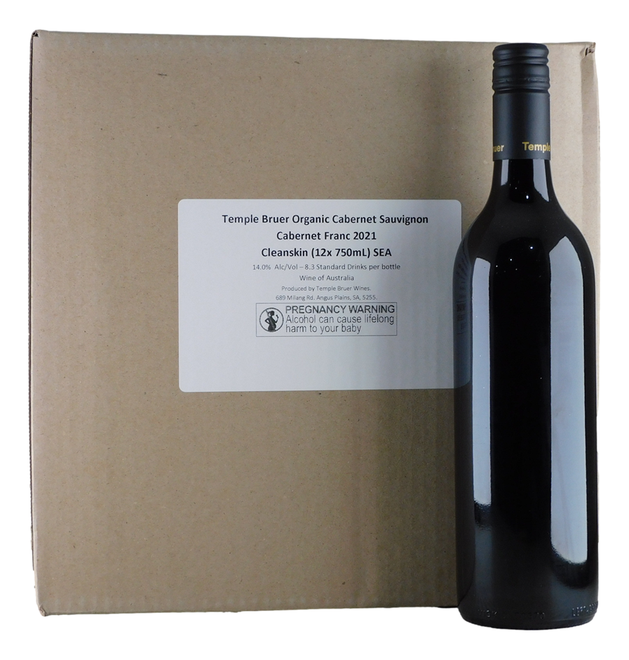 Temple Bruer Organic Cabernet Blend 2021 Cleanskin (12x 750mL), SEA.