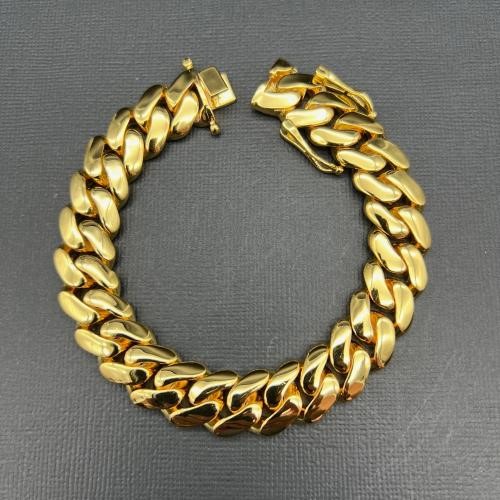 18K Gold-Filled Cuban Chain Bracelet, 15MM Wide - 20.3cm