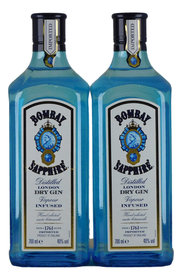 Bombay Sapphire Distilled London Dry Gin (2x 700mL), England.