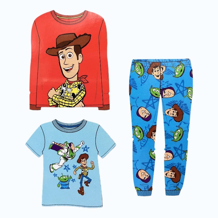 3pc TOY STORY Kids' Sleep Set, Size 7, Red, Incl: Fleece Top, Tee & Fleece