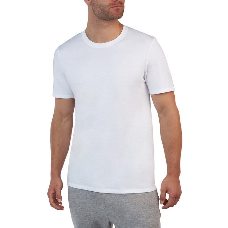 6-Pack SIGNATURE Men's Tagless Crew Tees, Size S, 100% Combed Cotton, White