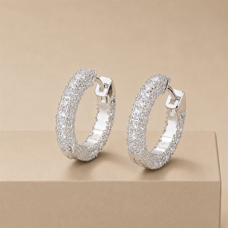 Small AAA+ Cubic Zirconia Huggie Hoop Earrings