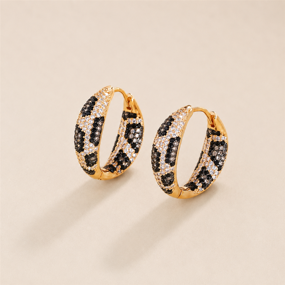 Leopard Print Hoop AAA+ Cubic Zirconia Earrings
