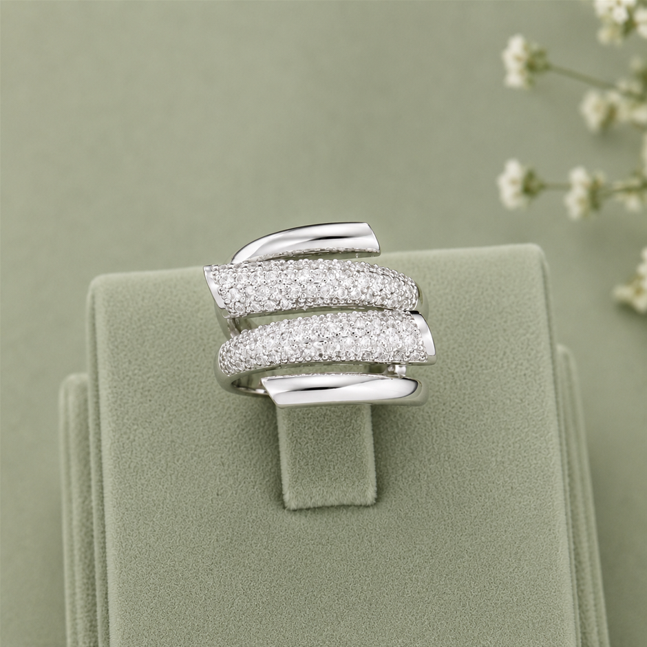 Chunky Wave AAA+ Cubic Zirconia Ring