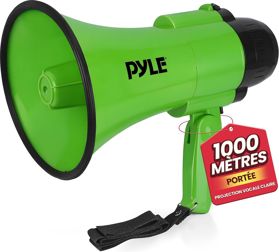 PYLE Compact Battery Operated Megaphone Speaker with Siren, Megaphone Speak