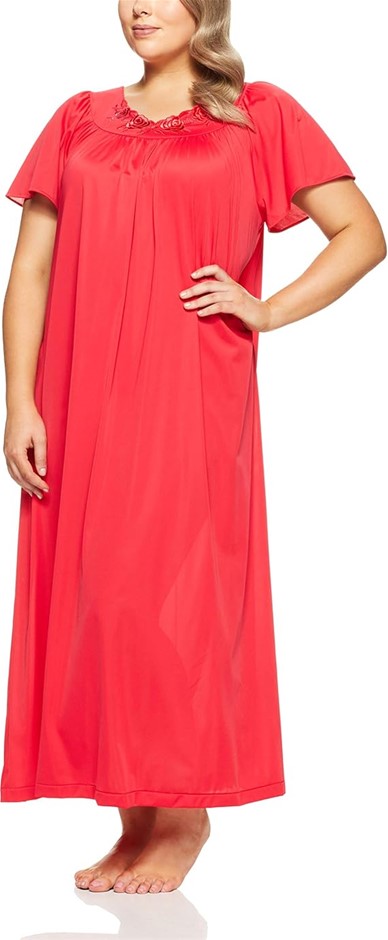 SHADOWLINE Women's Short Sleeves Nightgown, Size 2XL, Red, 32280. Buyers N