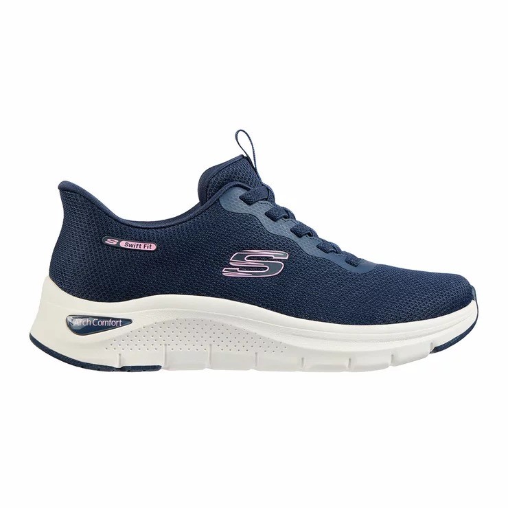 SKECHERS Women's Arch Comfy 2.0 Shoes, Size US8, Navy/Pink (NVPK), 179326CS