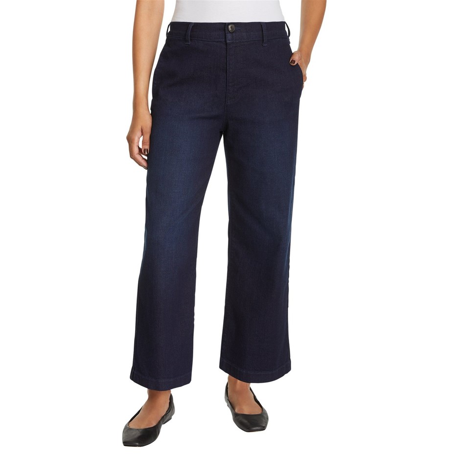 ELLA MOSS Women's Wide Leg Crop High-Rise Pant, Size 8, Dark Blue. Buyers