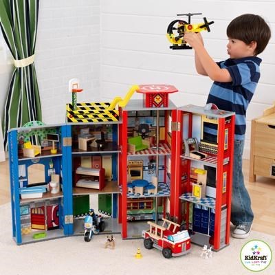 KidKraft Police and Fire Station Wooden 