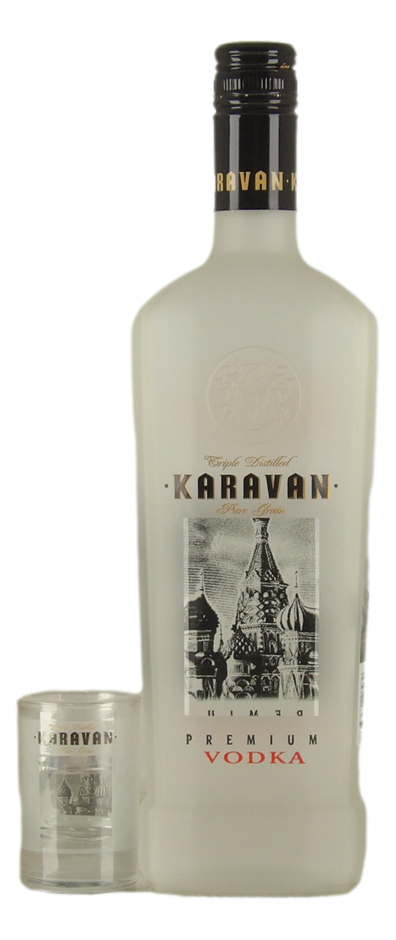 Karavan Premium Vodka with a Shot Glass (1x 700mL) France
